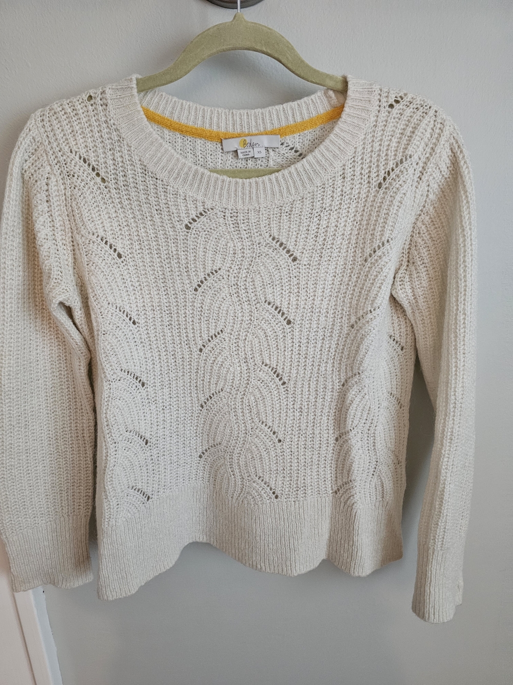 GUC Boden Cableknit Cream Mohair Wool Blend Sweater Women's Size XS